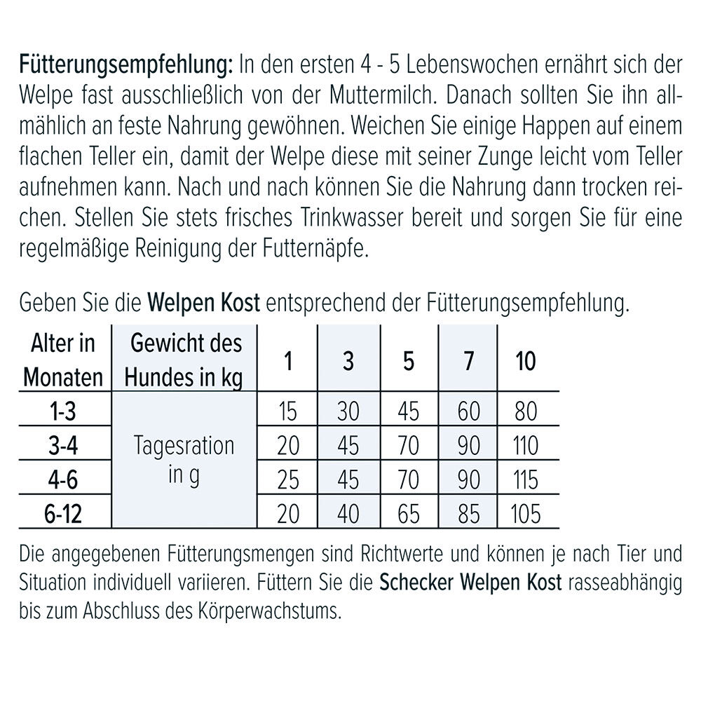 Schecker Welpen Kost Bild 3