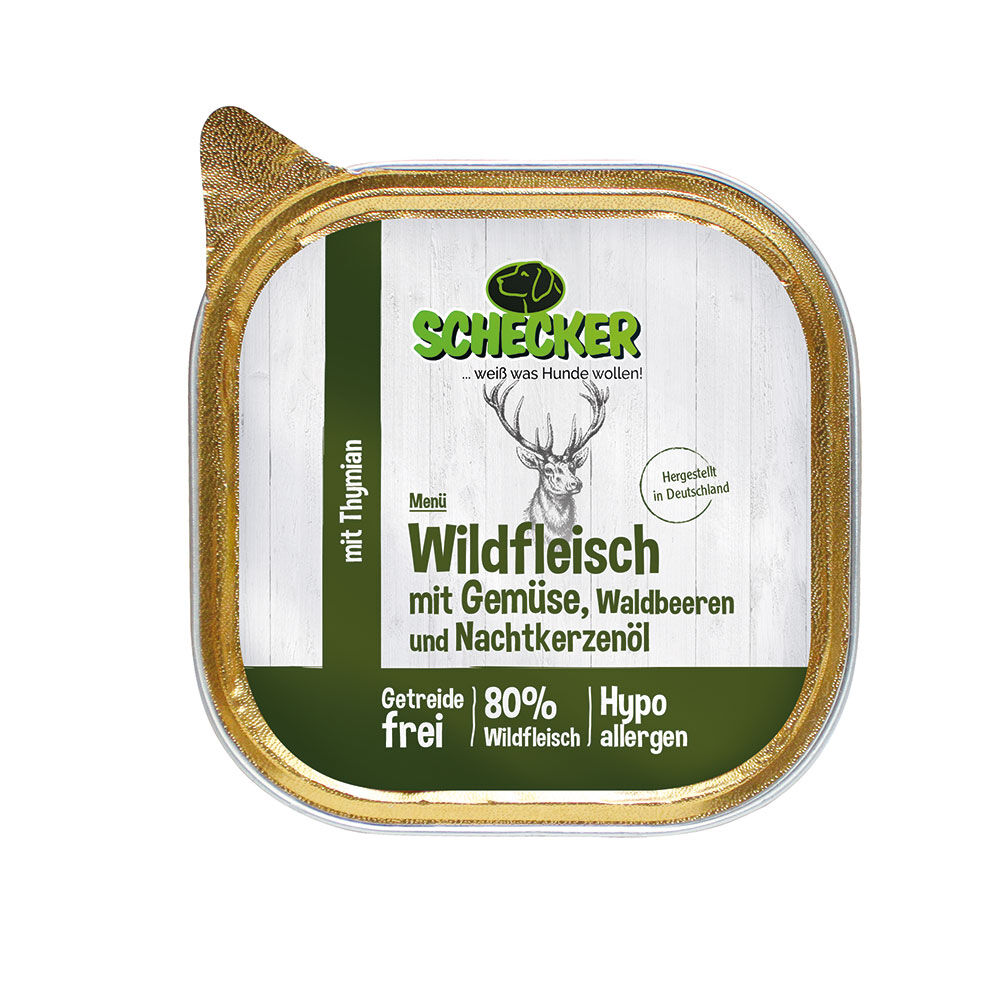 Schecker Hundemenü - Wildfleisch mit Gemüse, Waldbeeren und Nachtkerzenöl Bild 3