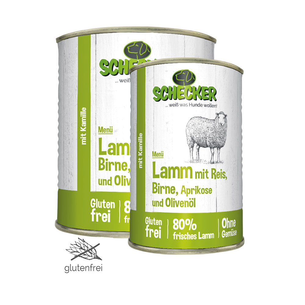 Schecker Hundemenü - Lamm mit Reis, Birne, Aprikose und Olivenöl Bild 4