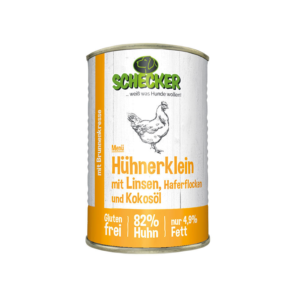 Schecker Hundemen - Hhnerklein mit Linsen, Haferflocken und Kokosl Bild 3