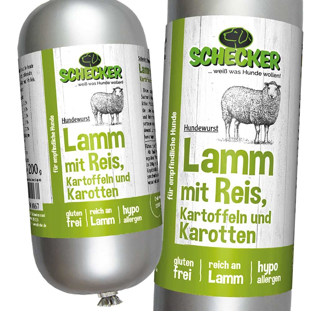 Schecker Hundewurst Lamm mit Reis, Kartoffeln & Karotten Bild 4