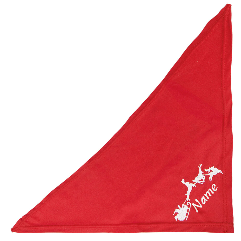Besticktes Weihnachts-Halstuch Rentierschlitten + Name