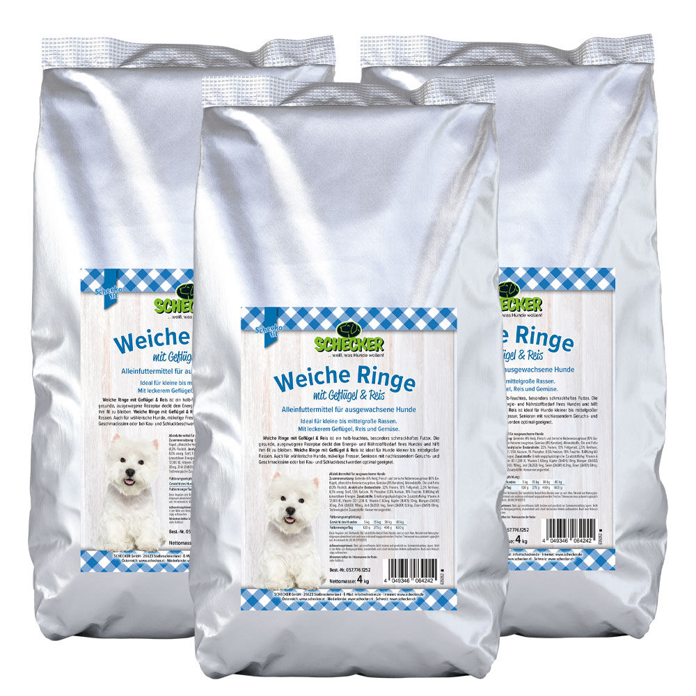 Schecker Hundefutter Weiche Ringe mit Geflgel Reis