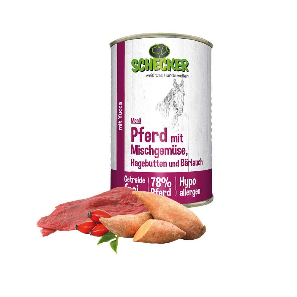 Schecker Hundemen - Pferd mit Mischgemse, Hagebutten und Brlauch