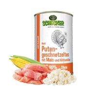 Schecker Hundemen - Putengeschnetzeltes mit Mais und Httenkse