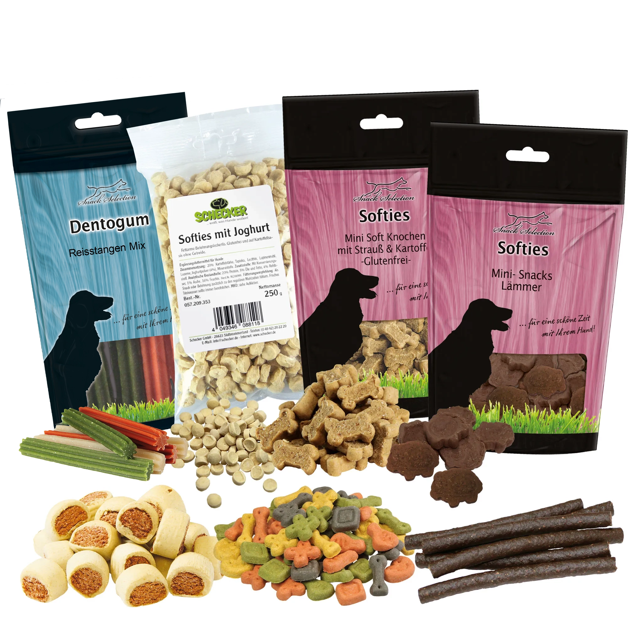 Schecker Hundesnack Testpaket - 7 verschiedene Produkte Schecker Hundesnack Testpaket - 7 verschiedene Produkte